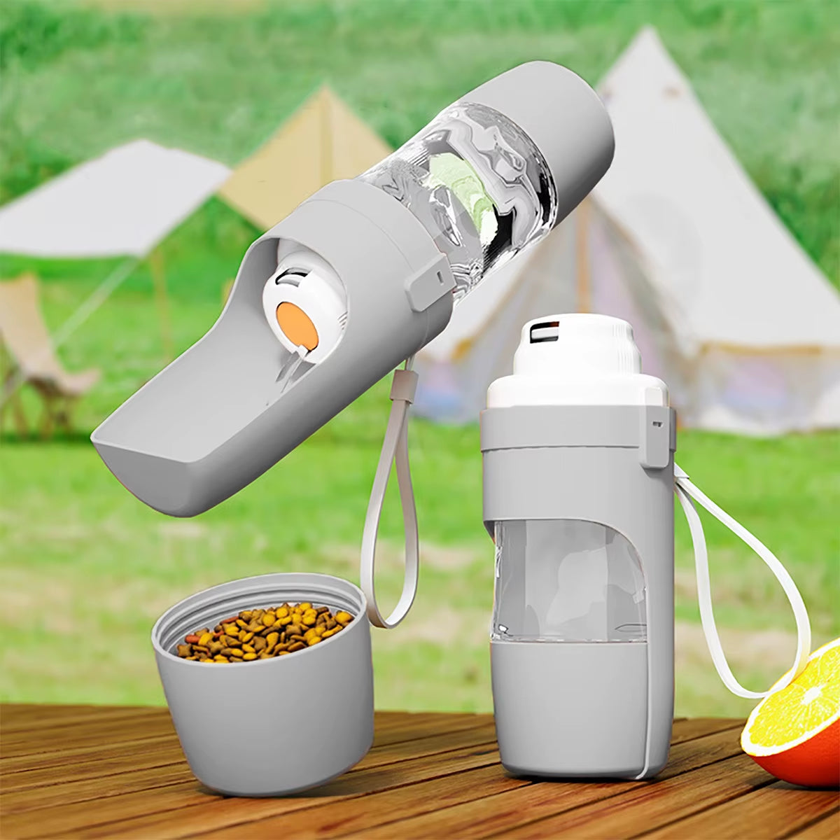 GadgetEra™ 2-in-1 Portable Pet Travel Bottle – Food & Water Dispenser