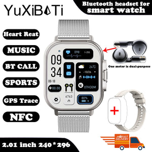 TWS 2-in-1 With Headset Smart Watch Bluetooth Call Men Watch GPS Track SmartWatch Heart Rate Monitor Play Music Watch