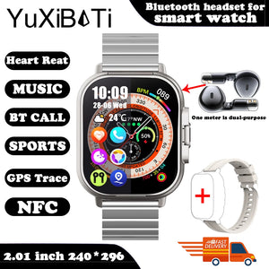 TWS 2-in-1 With Headset Smart Watch Bluetooth Call Men Watch GPS Track SmartWatch Heart Rate Monitor Play Music Watch