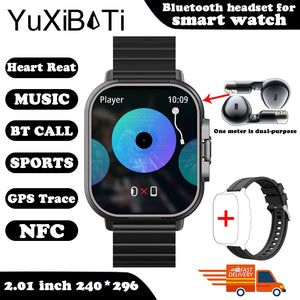 TWS 2-in-1 With Headset Smart Watch Bluetooth Call Men Watch GPS Track SmartWatch Heart Rate Monitor Play Music Watch