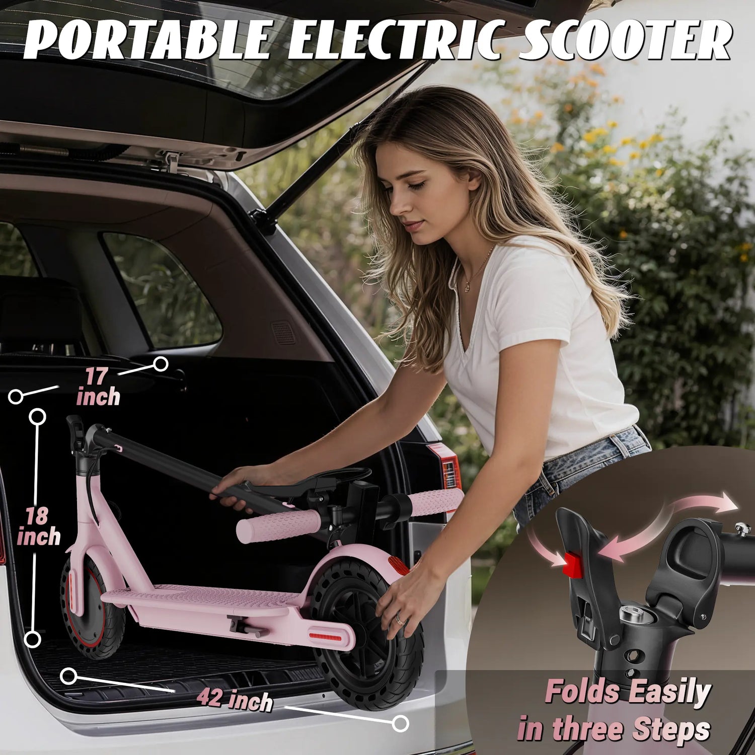 AOPO Foldable Electric Commuter Scooter 350W Motor, 8.5-Inch Solid Tires, up to 19 MPH |12-16 Mile Range, Portable Commuting Scooter | Puncture-Proof Tire Smart APP Control | Warm Spring Commuting Scooter Tiktokshopspringglowup